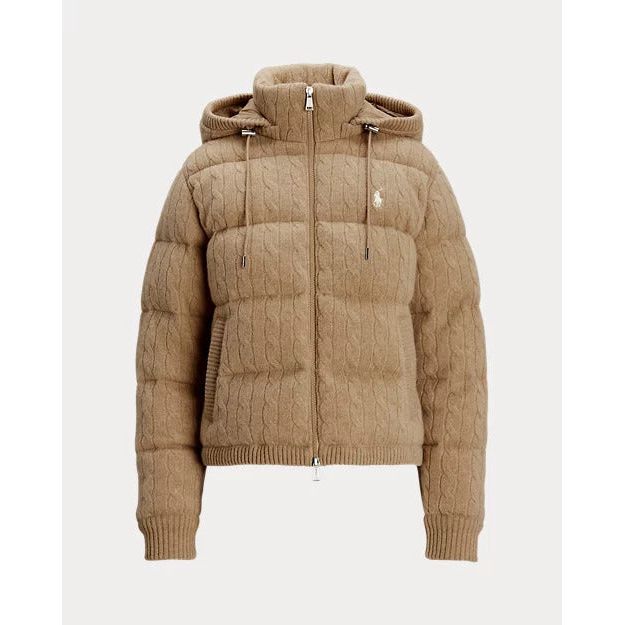 RALPH LAUREN Cable-Knit Hooded Down Coat