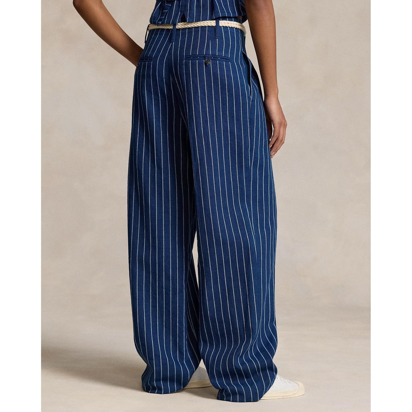 POLO RALPH LAUREN WIDE-LEG PINSTRIPE TWILL TROUSER