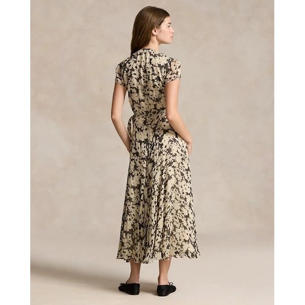 RALPH LAUREN Crinkled Floral Wrap Dress