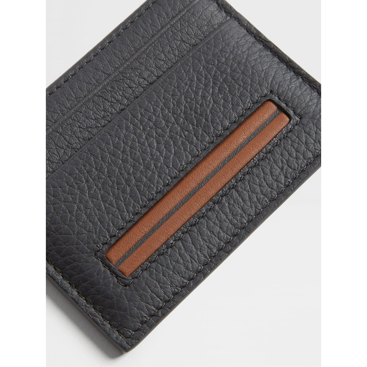 ZEGNA BLACK DEERSKIN CARD CASE