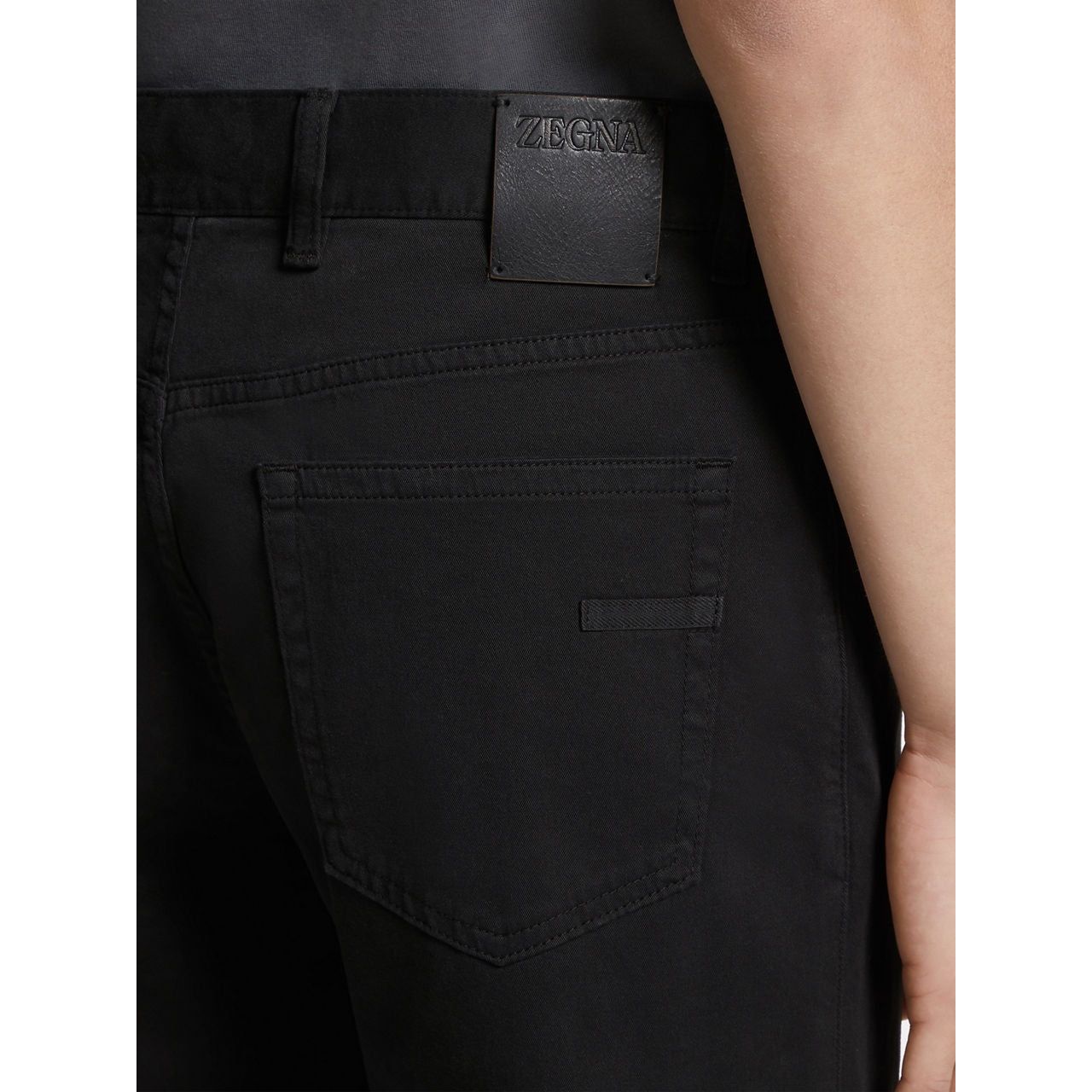 ZEGNA BLACK STRETCH COTTON ROCCIA JEANS