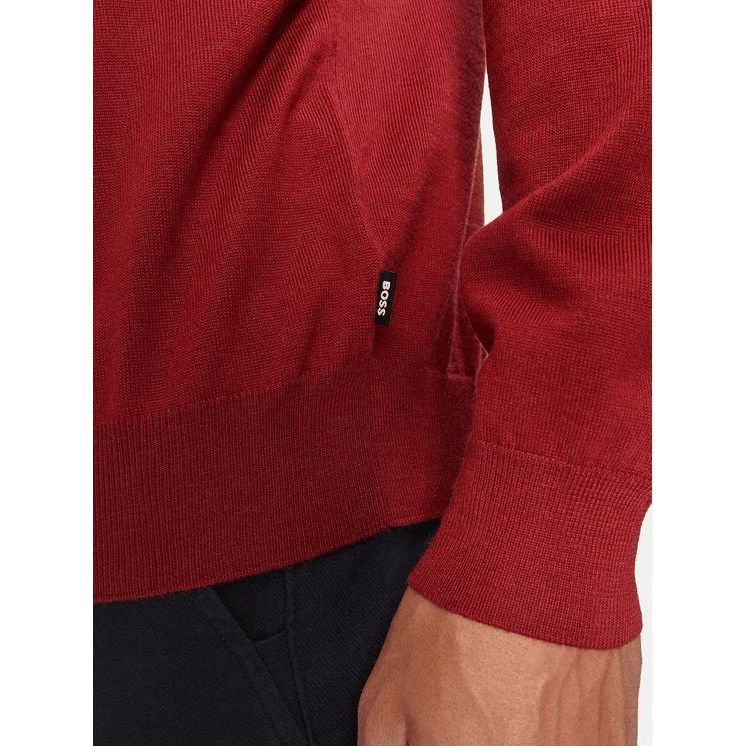 BOSS REGULAR-FIT ZIP-NECK SWEATER IN VIRGIN WOOL