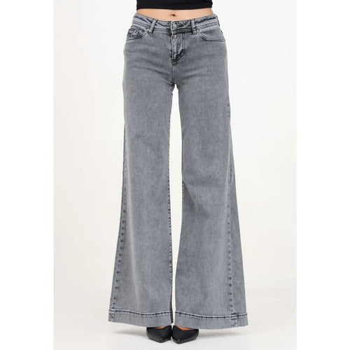 Load image into Gallery viewer, VERSACE JEANS COUTURE Women&#39;s Grey Flared Low Rise Jeans With Logo
