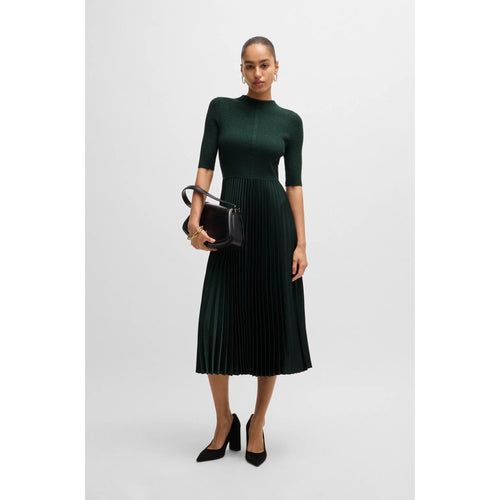 Load image into Gallery viewer, BOSS CROPPED-SLEEVE DRESS WITH PLISSÉ SKIRT
