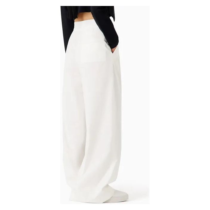 EMPORIO ARMANI HIGH-RISE COTTON-BLEND PALAZZO TROUSERS