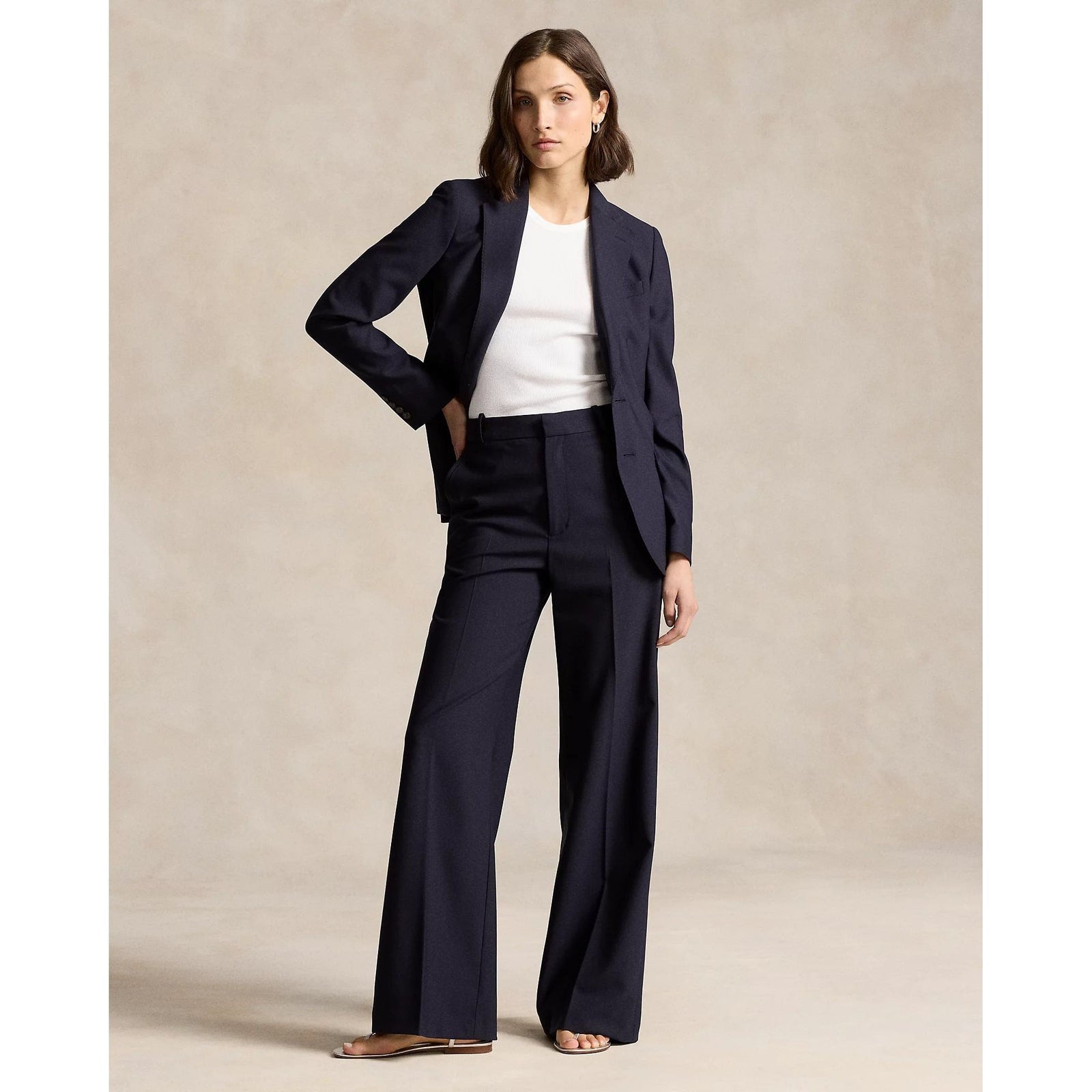 RALPH LAUREN Stretch Wool Faille Wide-Leg Trouser