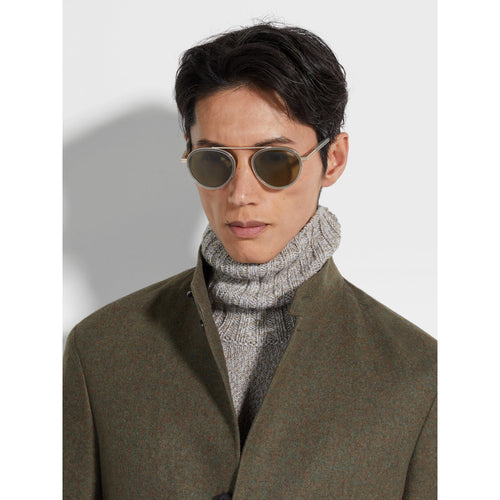 Load image into Gallery viewer, ZEGNA GREEN ORIZZONTE II ACETATE AND METAL SUNGLASSES
