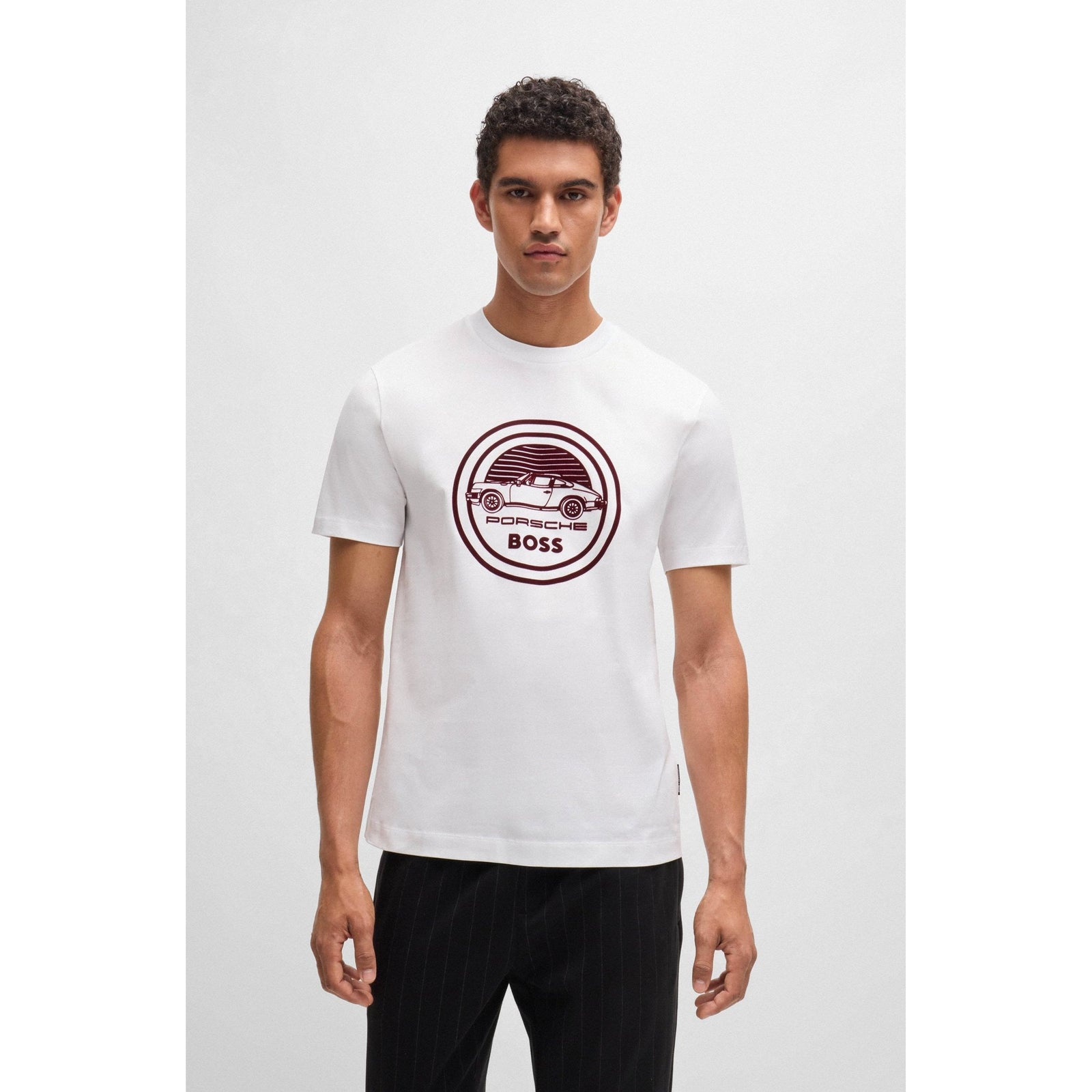 BOSS PORSCHE X BOSS MERCERISED-COTTON T-SHIRT WITH SPECIAL BRANDING