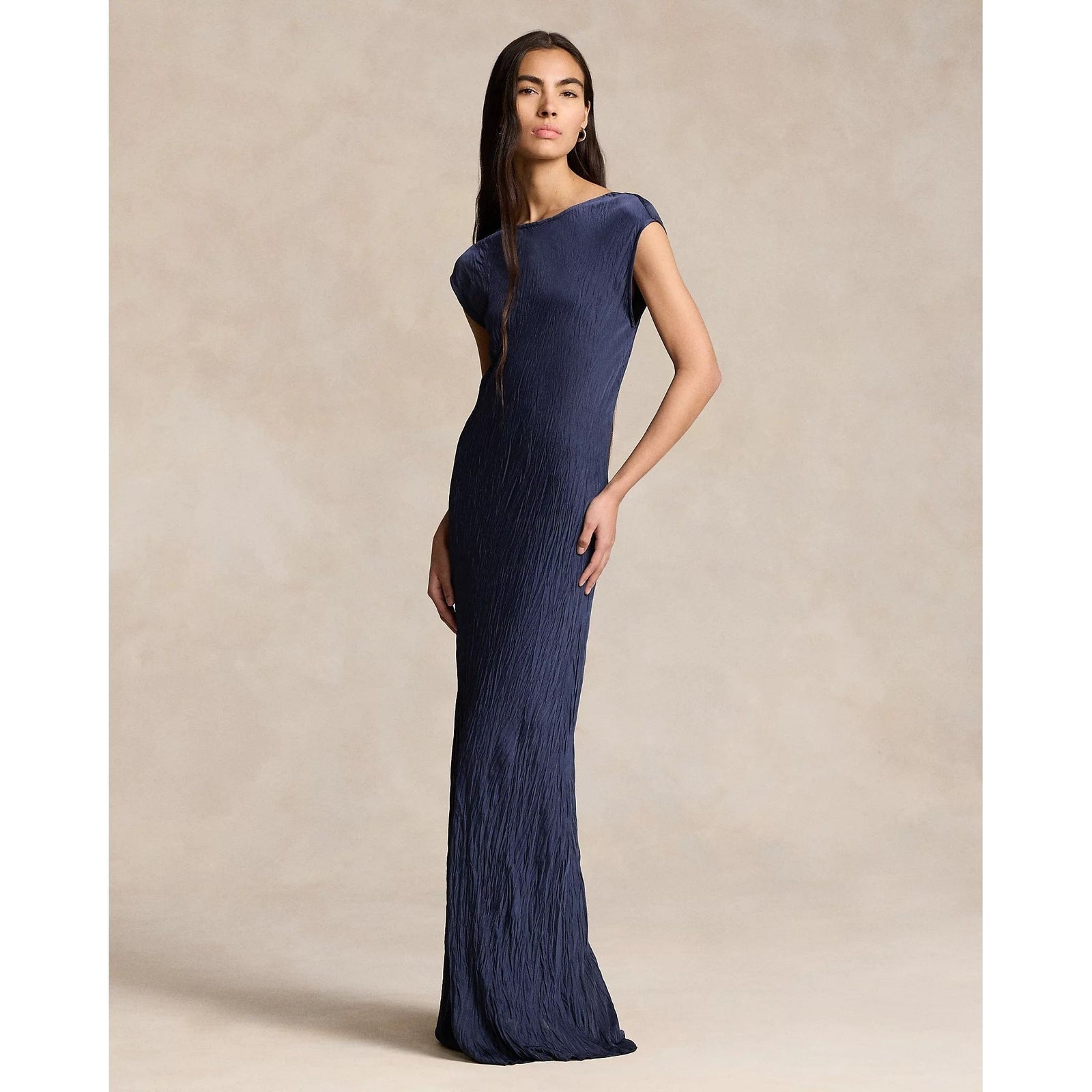 POLO RALPH LAUREN CRINKLED SATIN GOWN