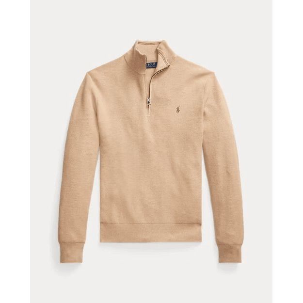 RALPH LAUREN Mesh-Knit Cotton Quarter-Zip Jumper