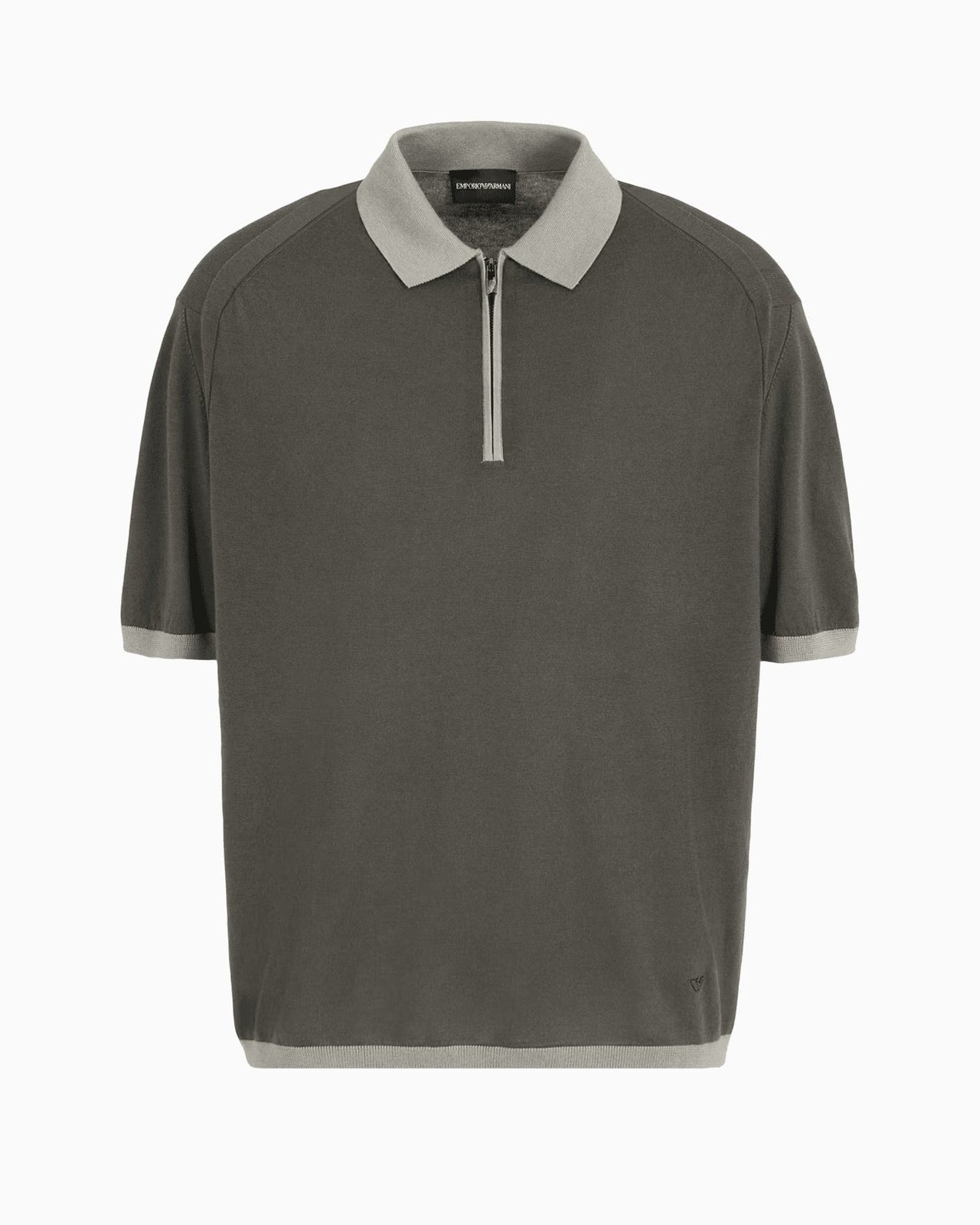 EMPORIO ARMANI ASV Lyocell blend and virgin wool zip-up polo-shirt collar jumper