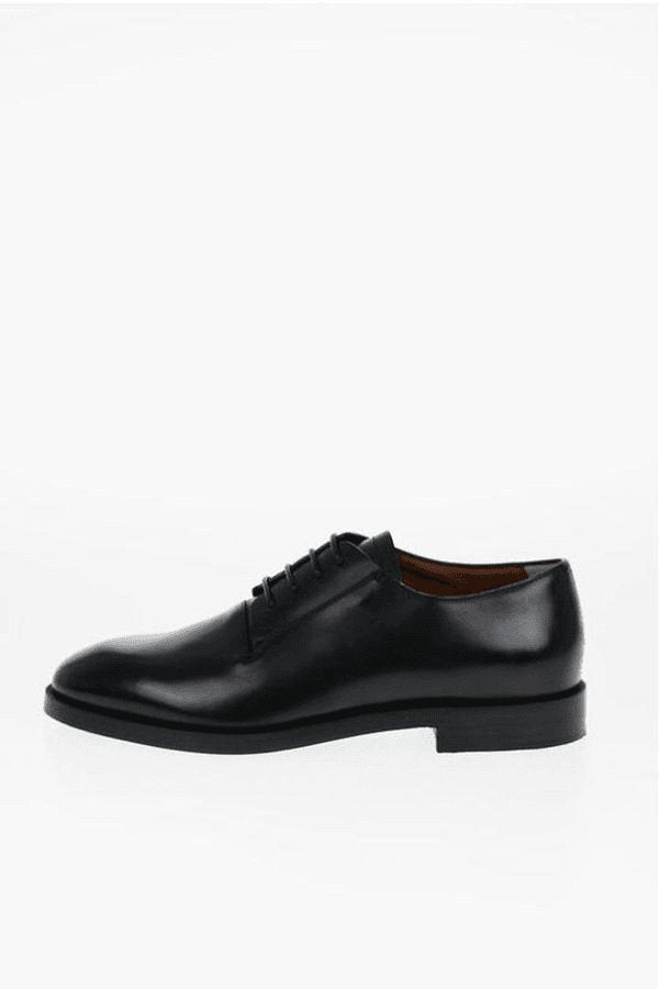 ZEGNA BLACK LEATHER TORINO DERBY SHOES