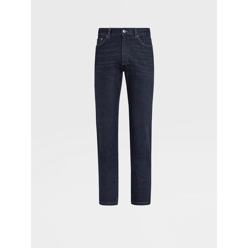 Load image into Gallery viewer, ZEGNA DARK BLUE STONE-WASHED COTTON ROCCIA JEANS
