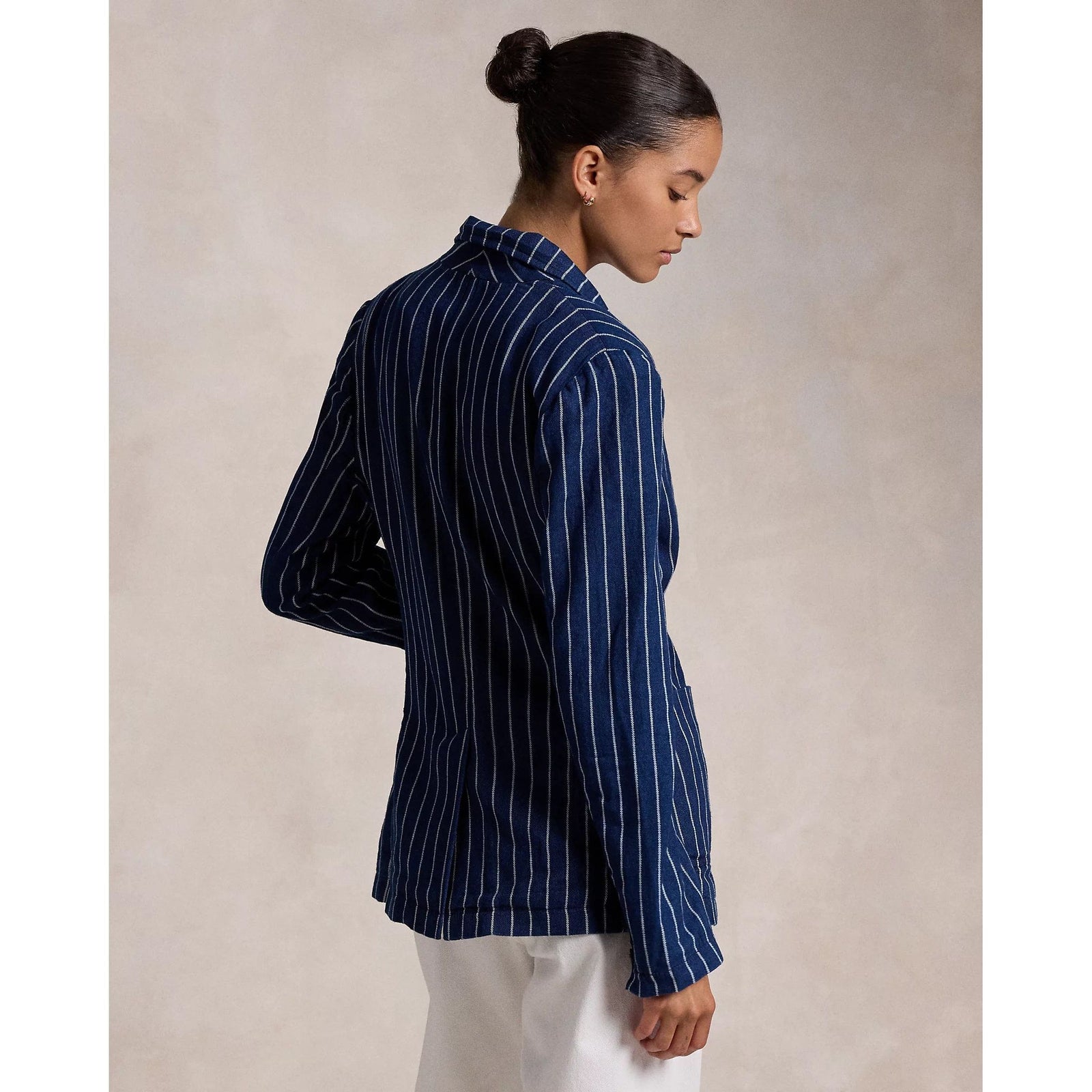 RALPH LAUREN Pinstripe Linen-Cotton Blazer