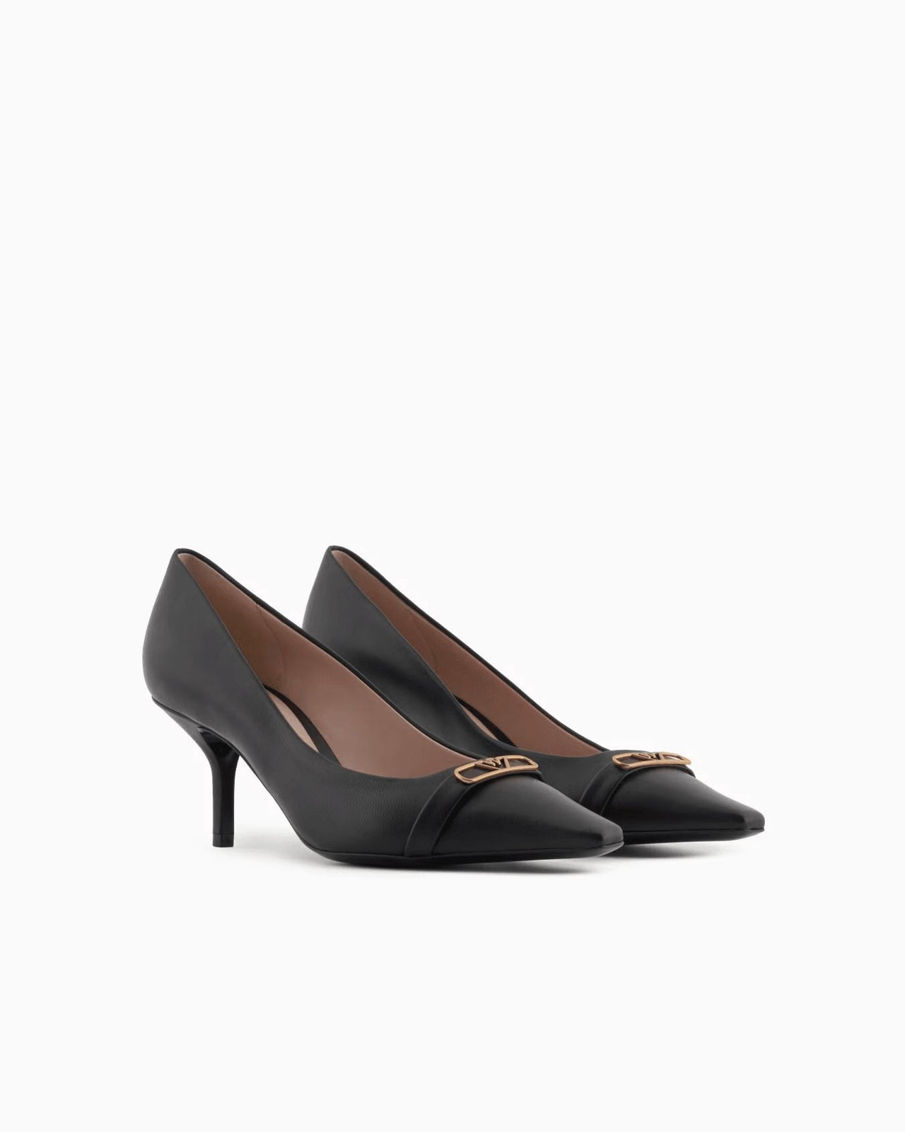 EMPORIO ARMANI Nappa-leather court shoes with eagle plate