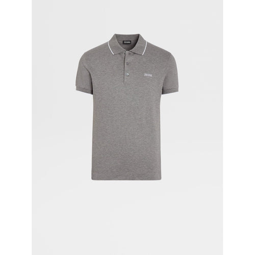 Load image into Gallery viewer, ZEGNA Grey Mélange Stretch Cotton Short-sleeve Polo
