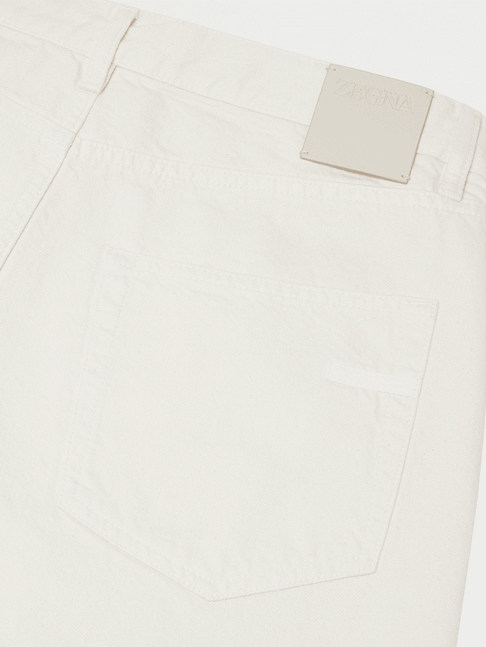 ZEGNA WHITE STONE-WASHED COTTON ROCCIA JEANS