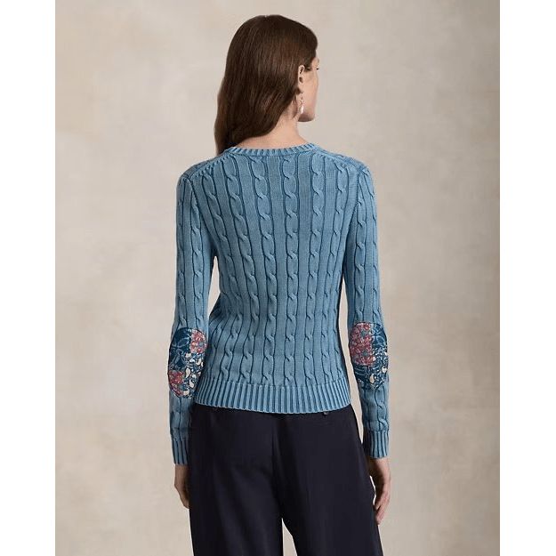 RALPH LAUREN Elbow-Patch Cable-Knit Cotton Jumper