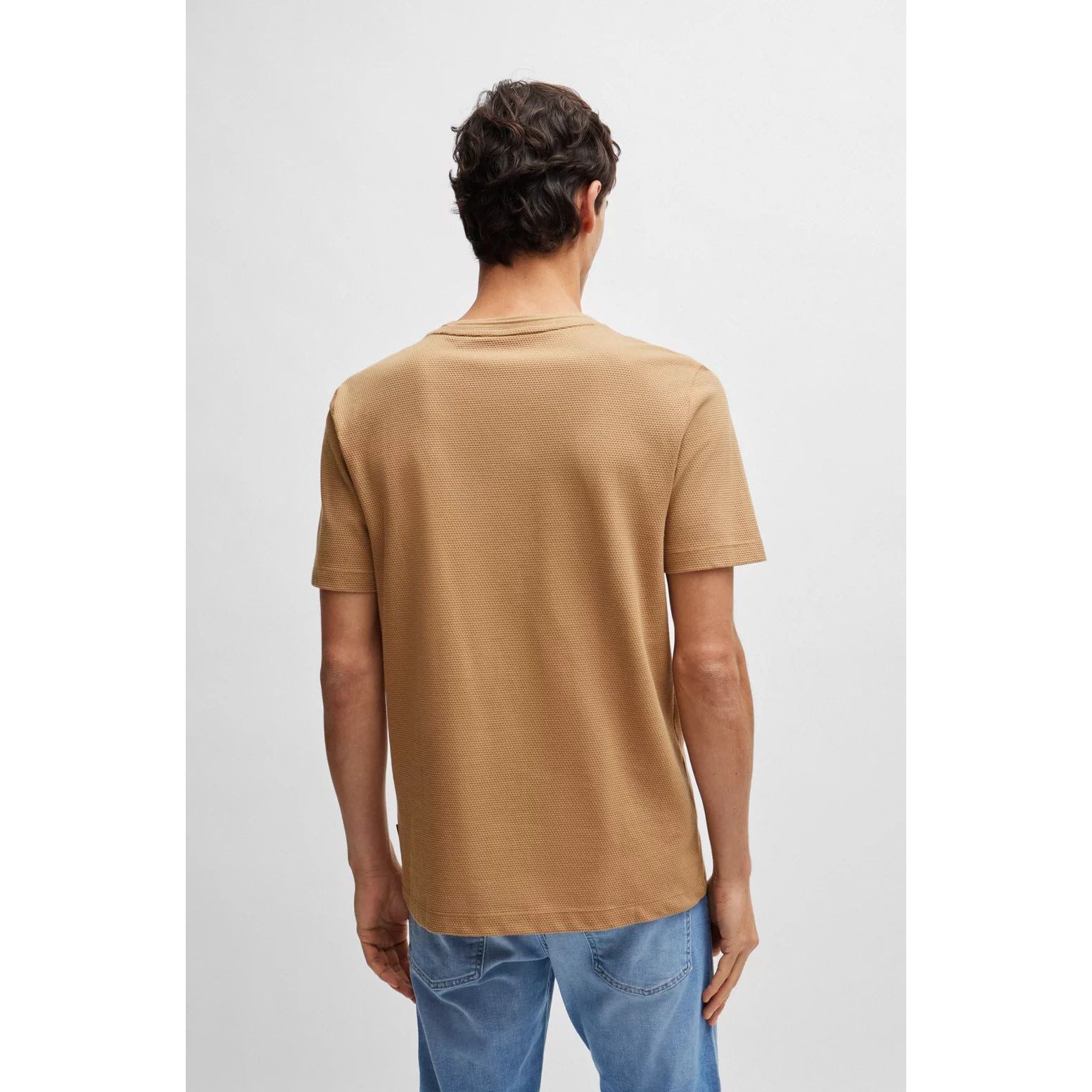 BOSS COTTON-BLEND T-SHIRT WITH BUBBLE-JACQUARD STRUCTURE