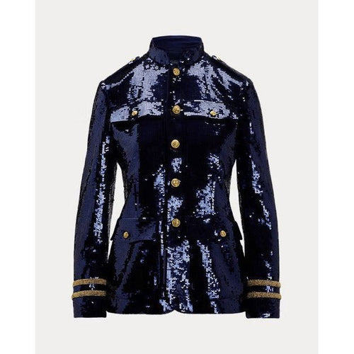 Load image into Gallery viewer, RALPH LAUREN Sequinned Stand-Collar Blazer
