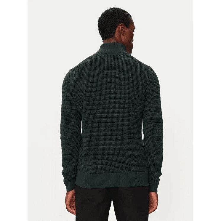 BOSS MOCK-NECK SWEATER IN COTTON AND VIRGIN WOOL