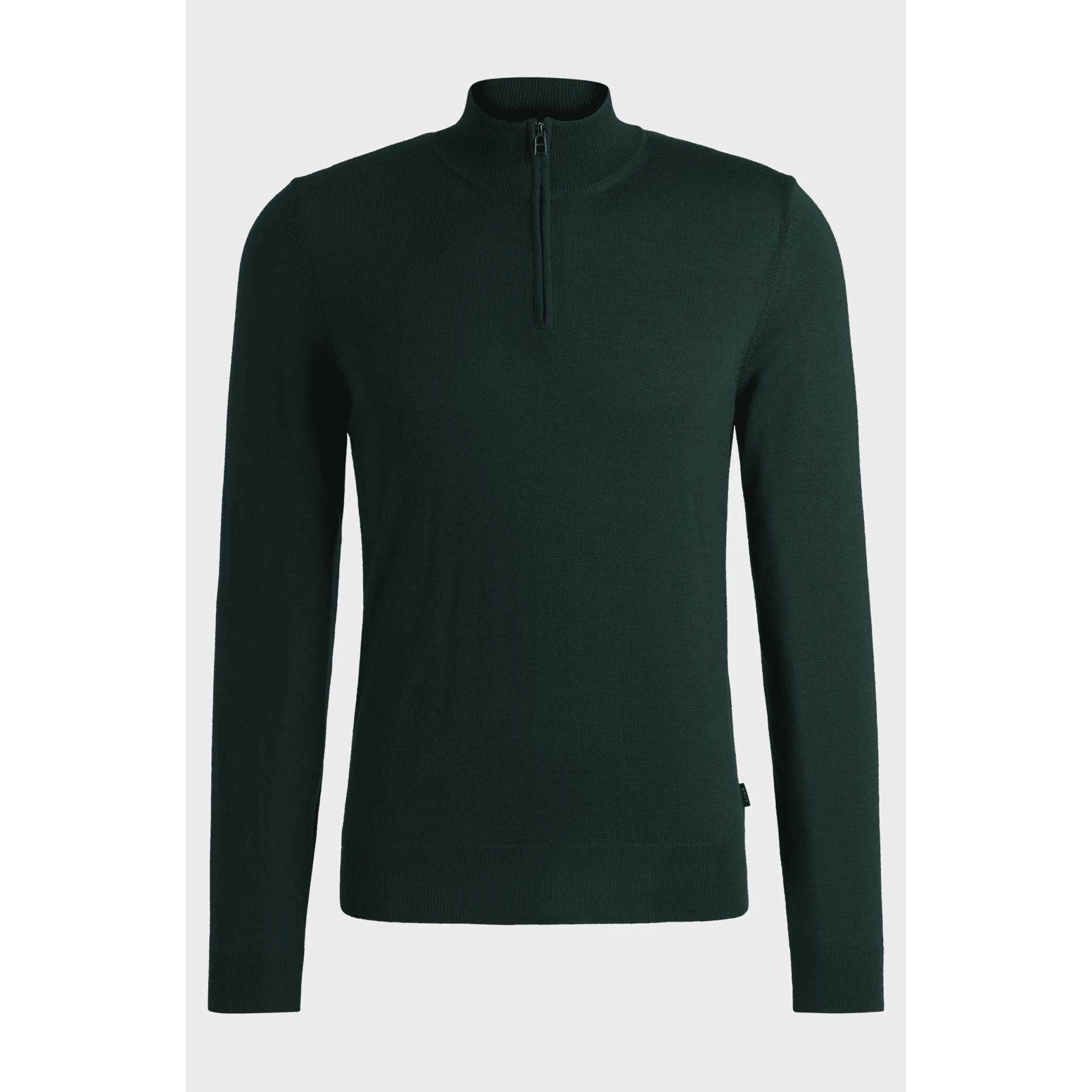 BOSS REGULAR-FIT ZIP-NECK SWEATER IN VIRGIN WOOL