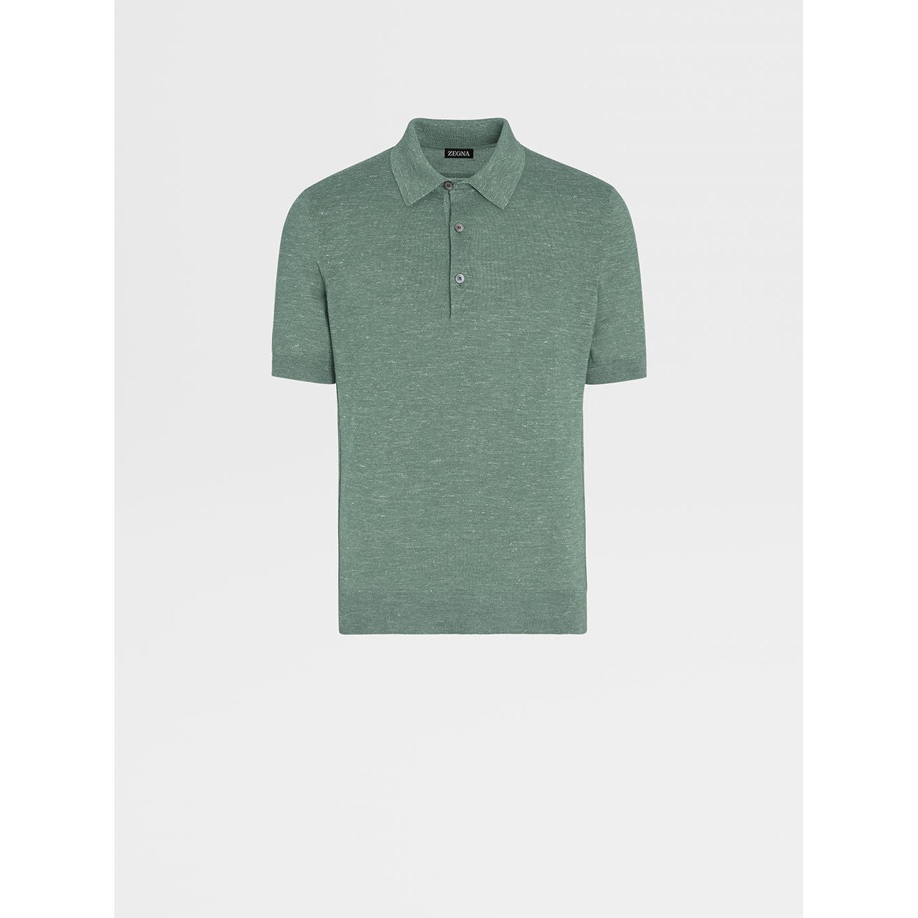 ZEGNA MÉLANGE SILK CASHMERE AND LINEN POLO SHIRT