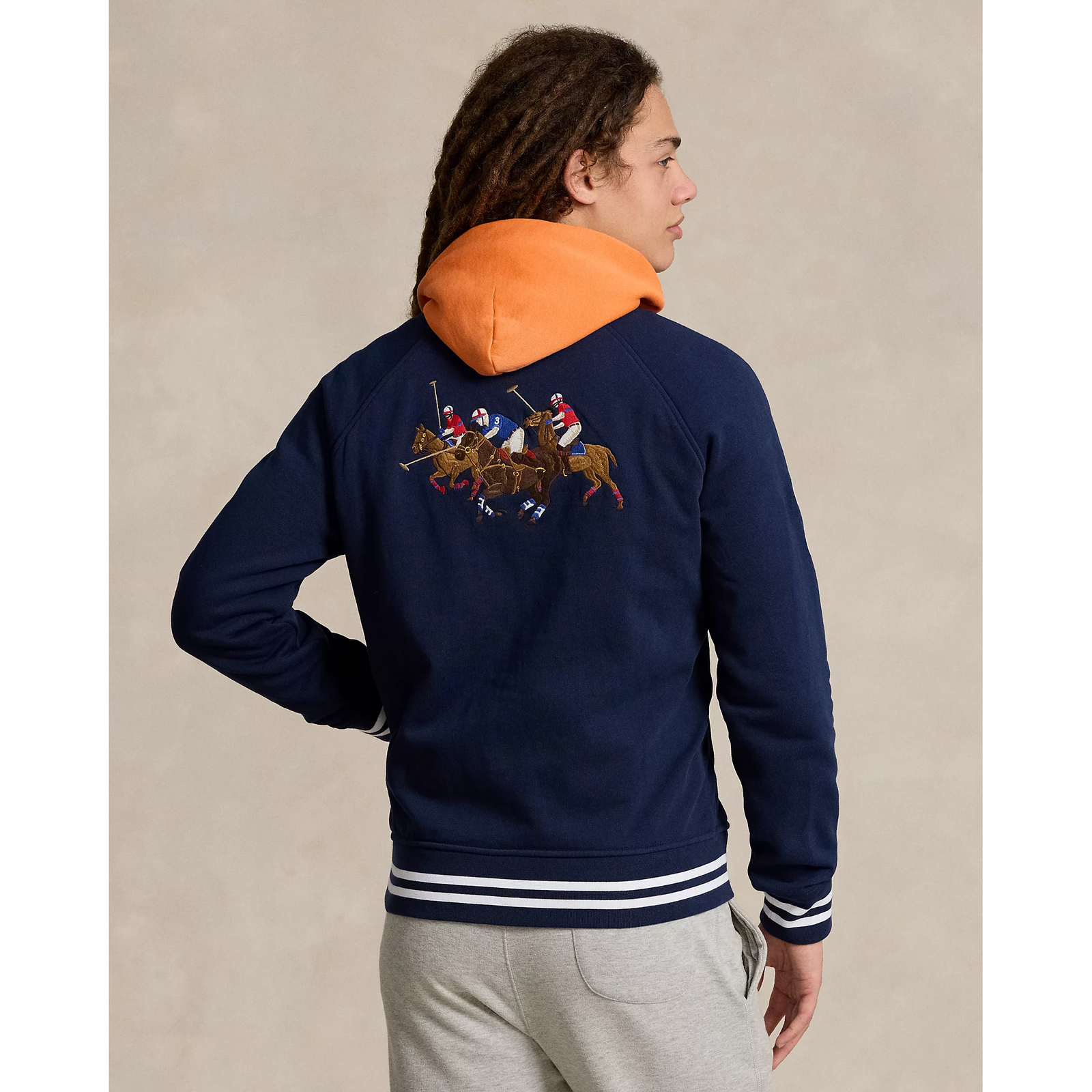 POLO RALPH LAUREN TRIPLE-PONY FLEECE BASEBALL JACKET