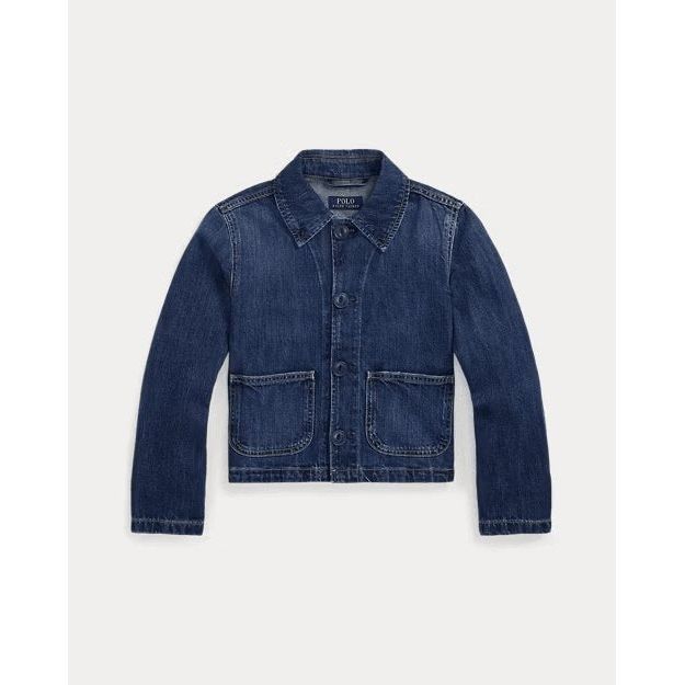 RALPH LAUREN Logo Cotton Denim Boxy Jacket