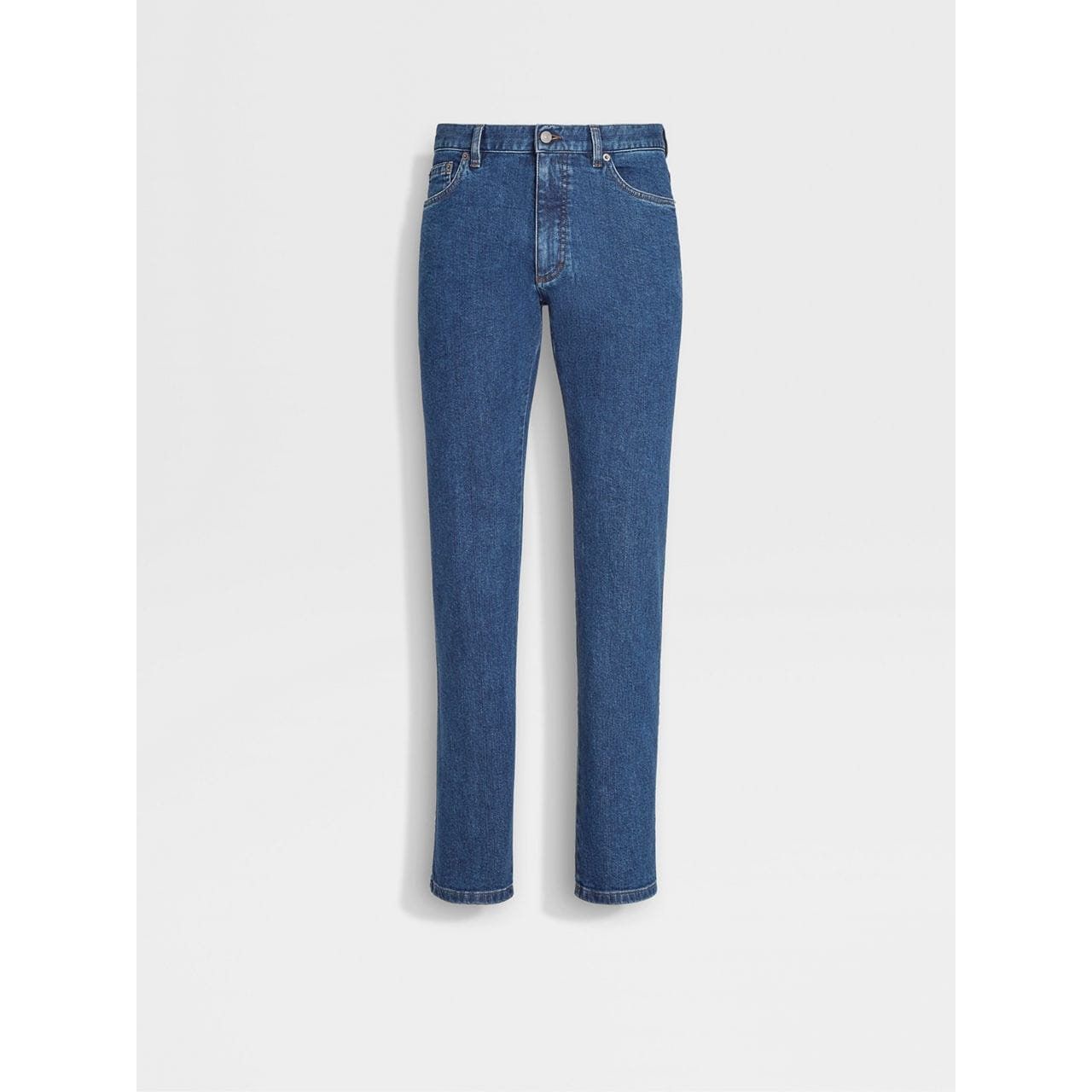 ZEGNA BLUE STONE-WASHED STRETCH COTTON ROCCIA JEANS