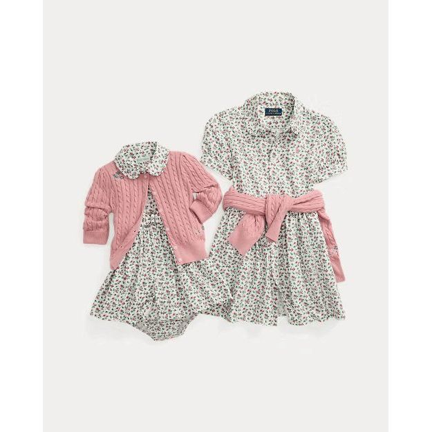 RALPH LAUREN Floral Mini-Cable Cotton Cardigan