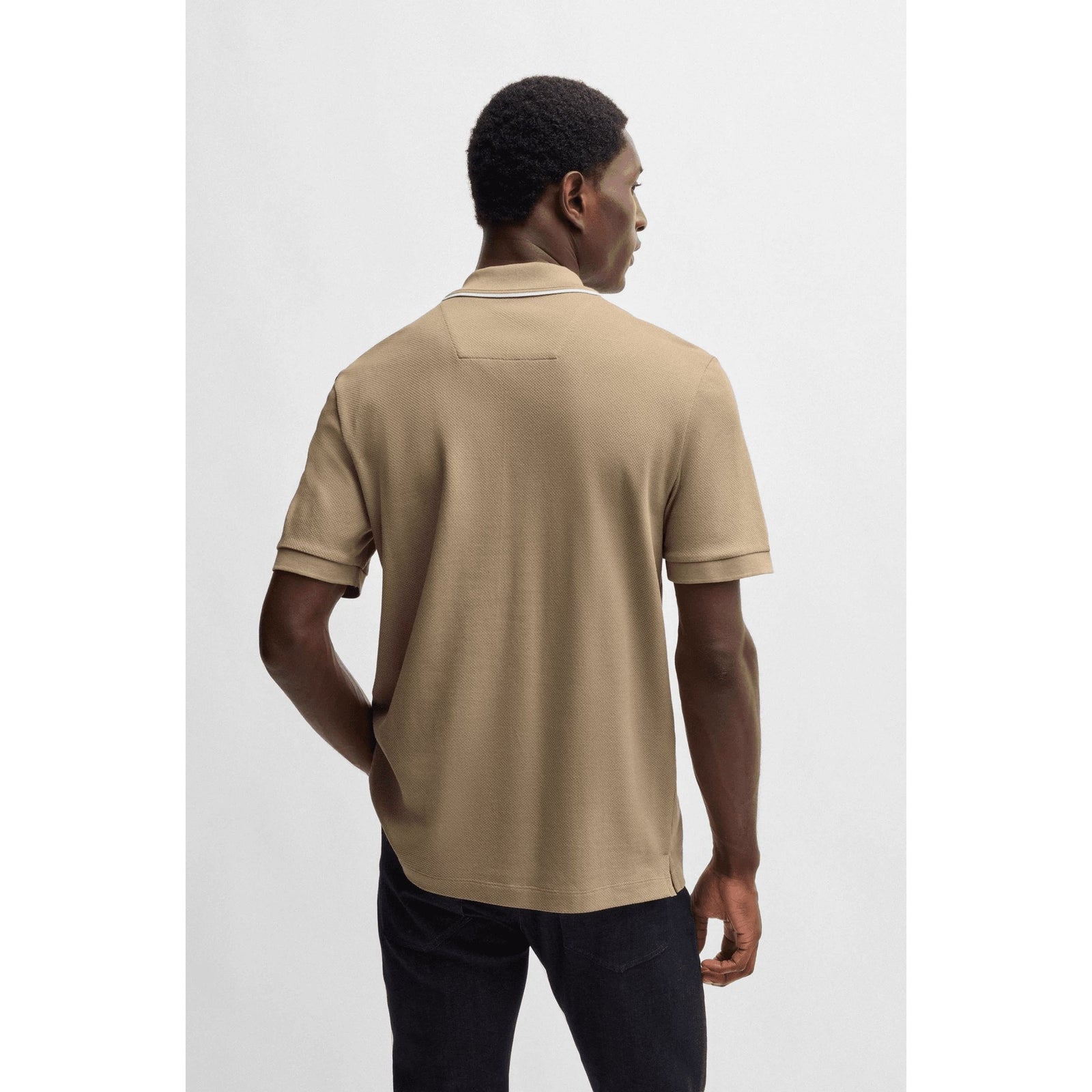 BOSS Structured-cotton polo shirt with zip placket