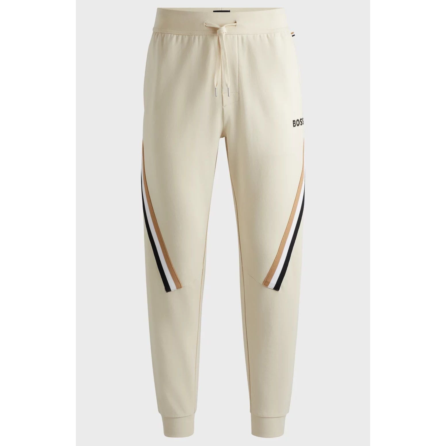 BOSS COTTON-TERRY TRACKSUIT BOTTOMS WITH SIGNATURE-STRIPE TAPE