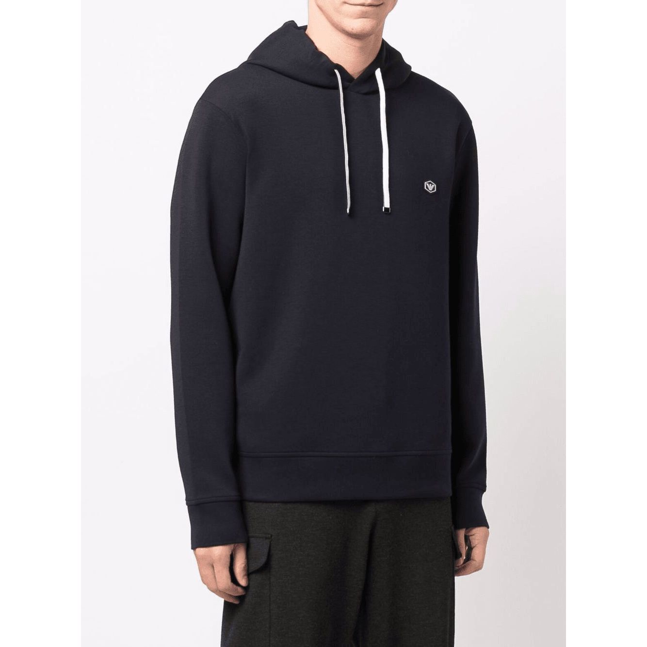 EMPORIO ARMANI long-sleeved logo patch hoodie