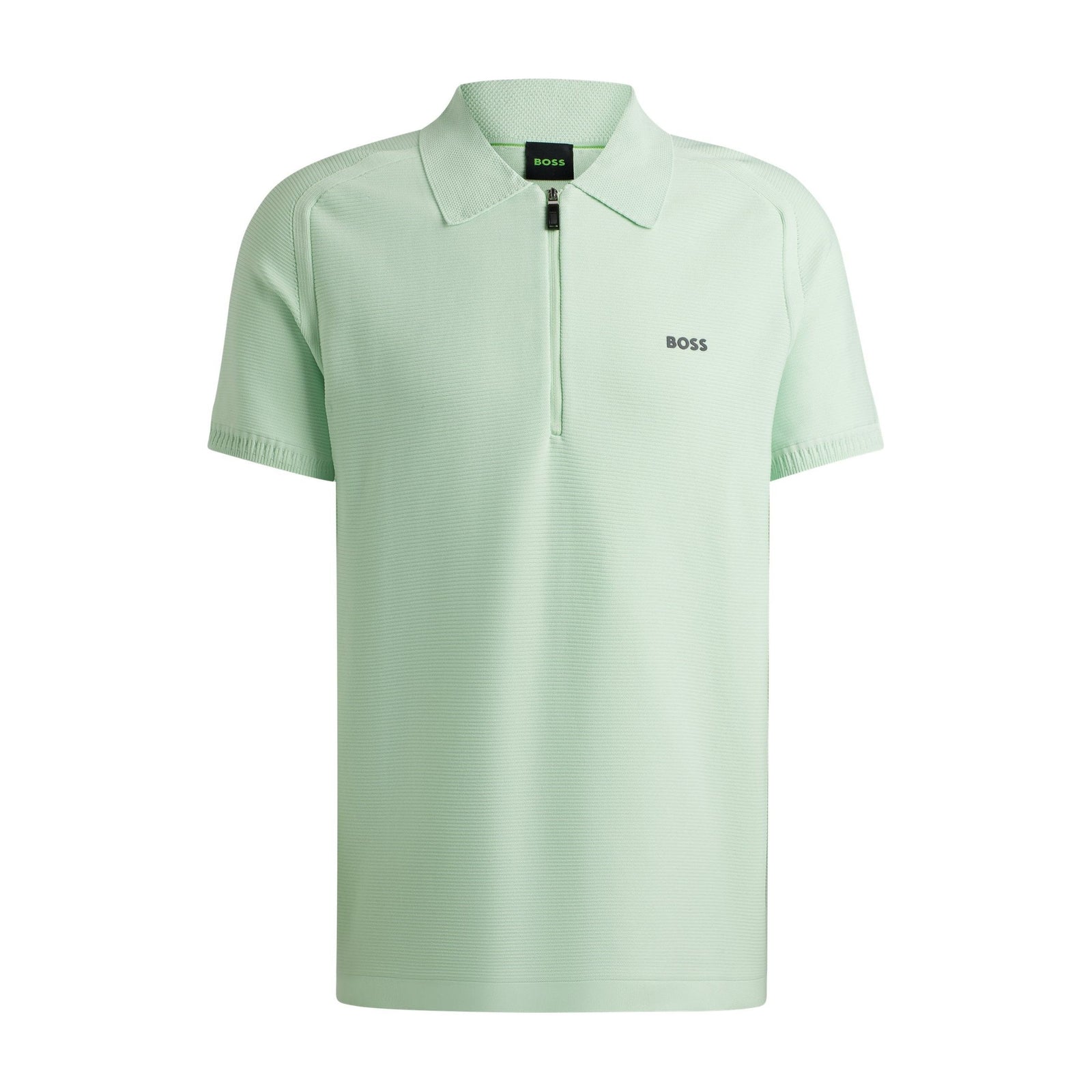 BOSS SHORT-SLEEVED POLO-STYLE SWEATER WITH ZIP COLLAR AND LOGO - Yooto