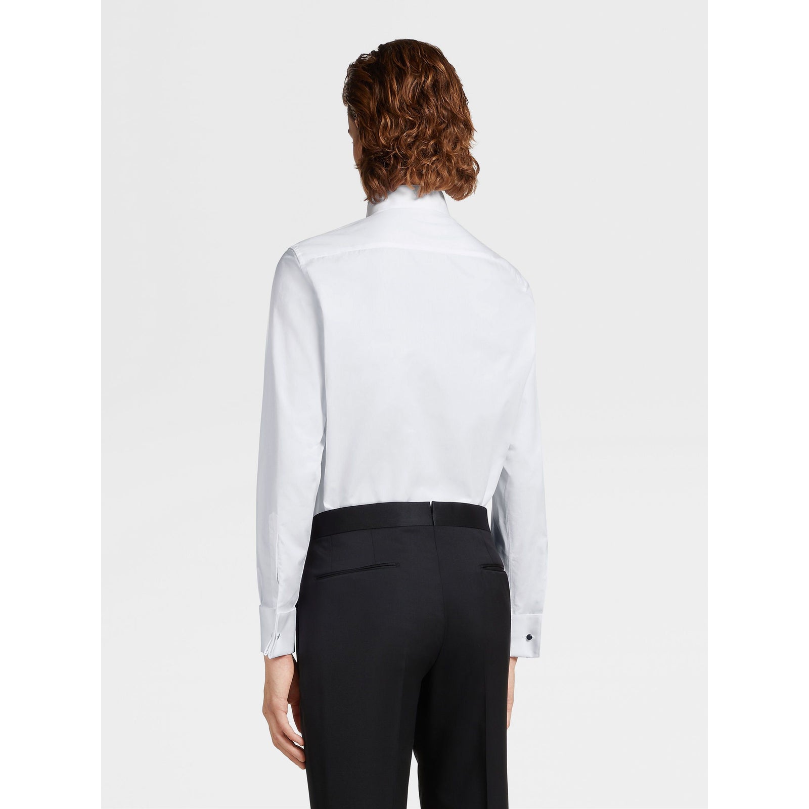 ZEGNA WHITE COTTON TUXEDO SHIRT