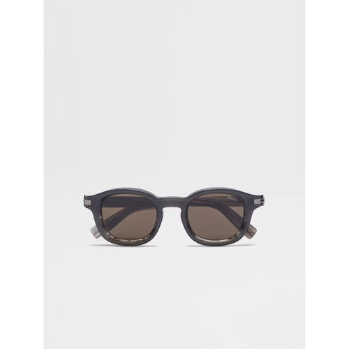 Load image into Gallery viewer, ZEGNA OPAL GREY AND STRIPED GREY AURORA I ACETATE SUNGLASSES
