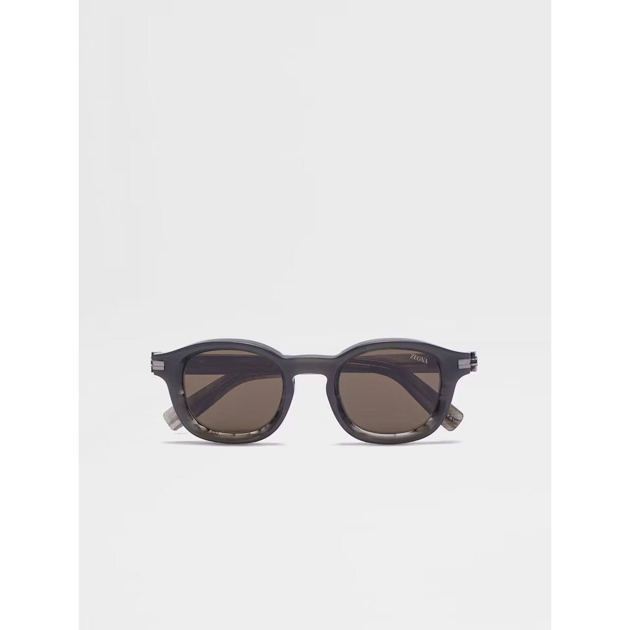 ZEGNA OPAL GREY AND STRIPED GREY AURORA I ACETATE SUNGLASSES