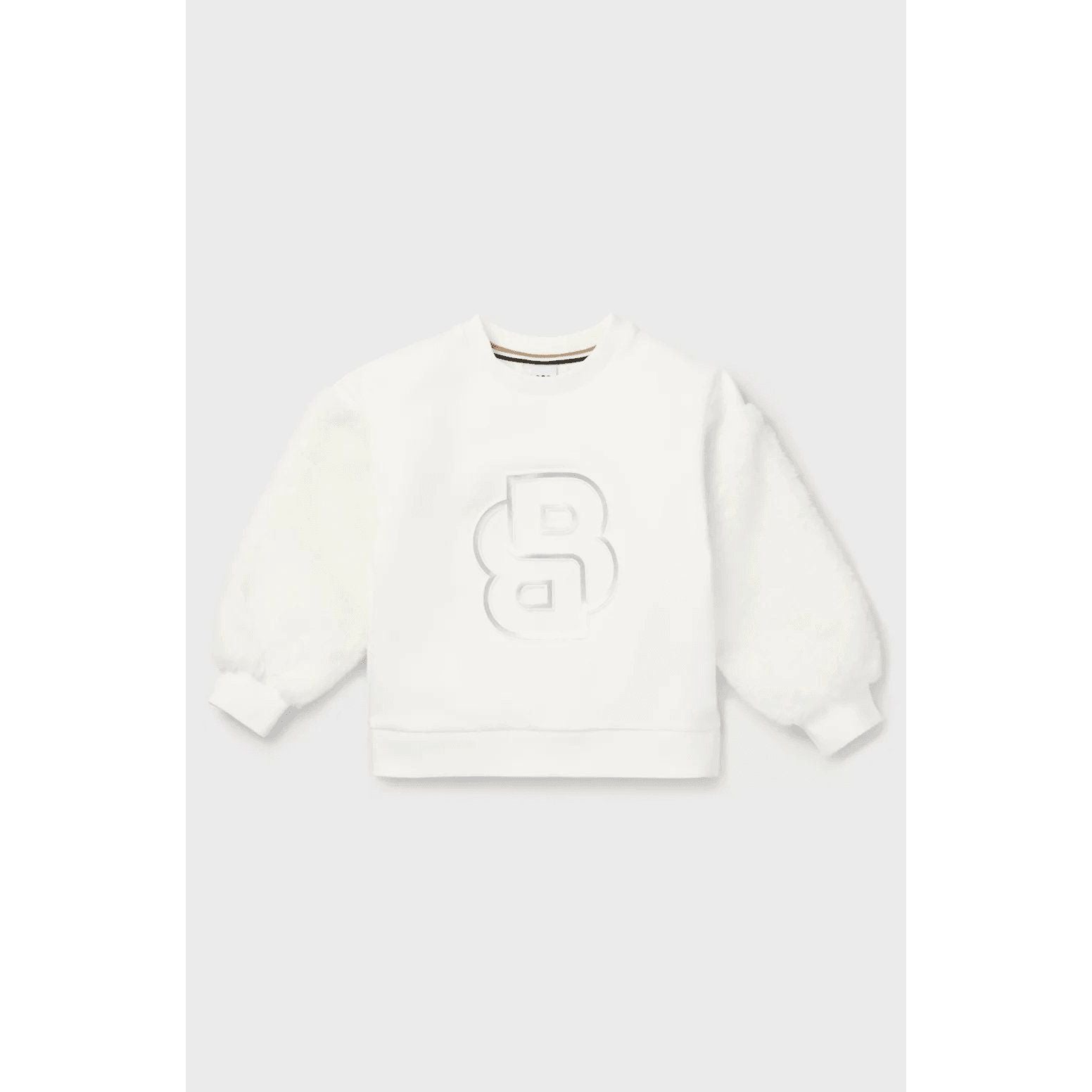 BOSS KIDS' SWEATSHIRT WITH METALLIC-EFFECT DOUBLE B MONOGRAM