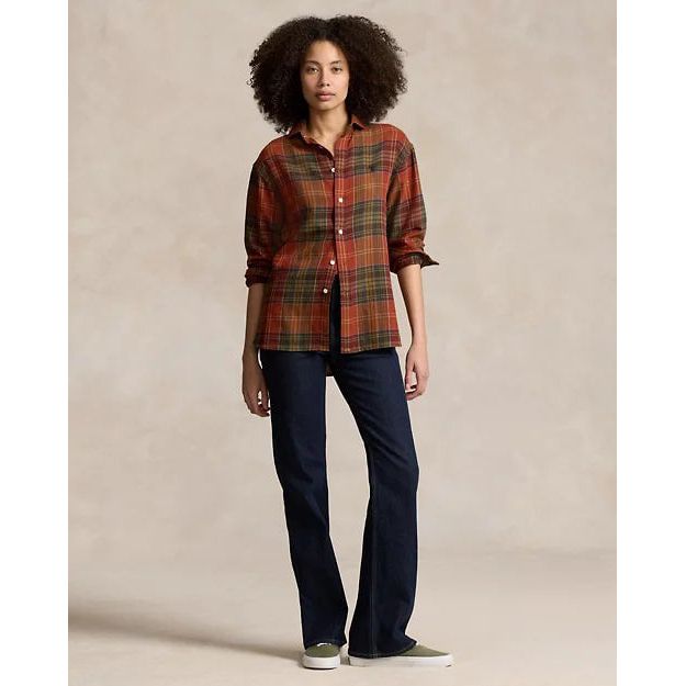 RALPH LAUREN Relaxed Fit Plaid Cotton-Blend Shirt