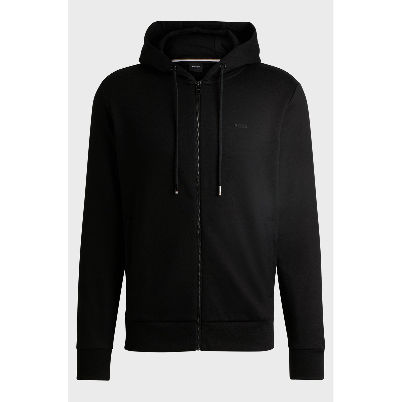 BOSS COTTON-TERRY ZIP-UP HOODIE WITH PRINTED LOGO