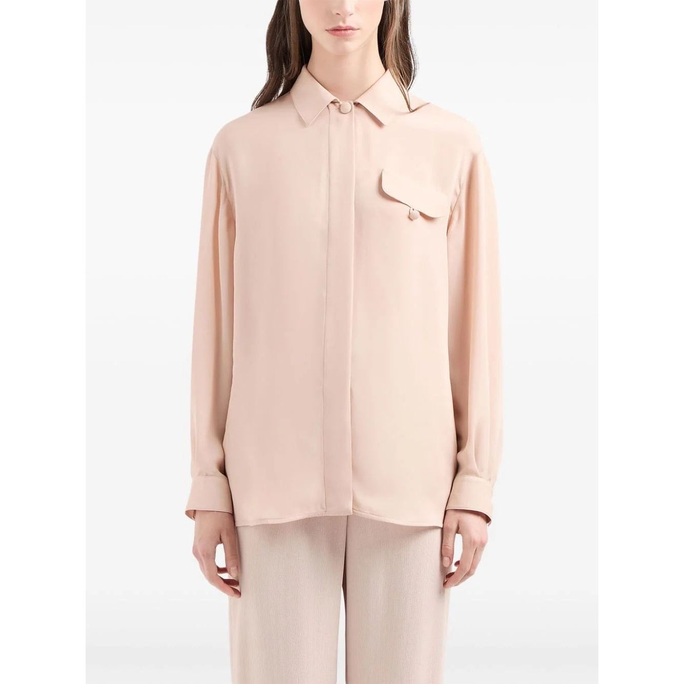 EMPORIO ARMANI buttoned-pocket silk shirt