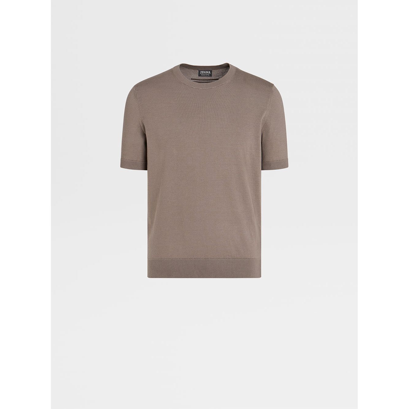 ZEGNA DARK TAUPE PREMIUM COTTON T-SHIRT