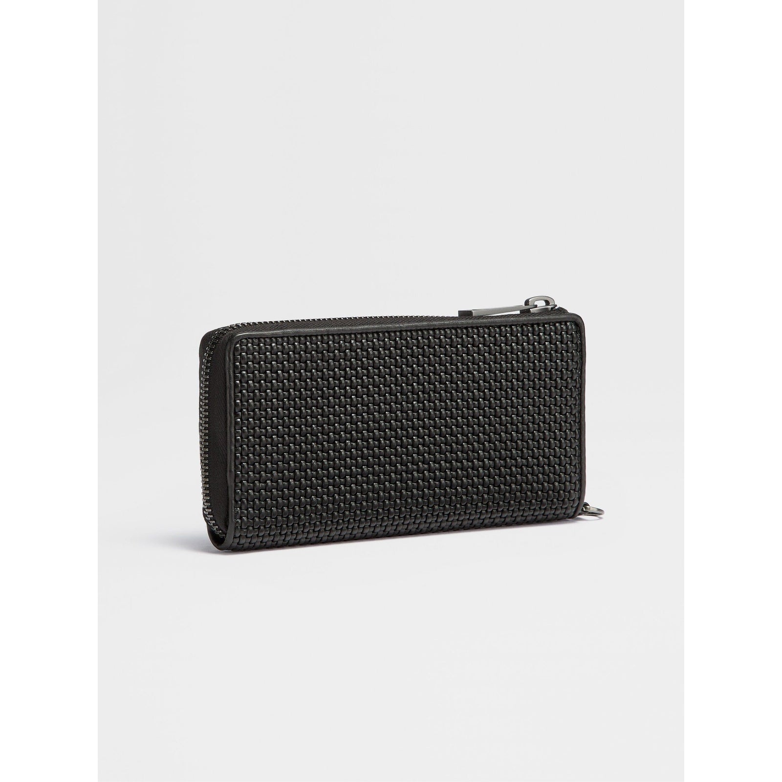 ZEGNA BLACK PELLETESSUTA™ LEATHER CONTINENTAL PHONE WALLET