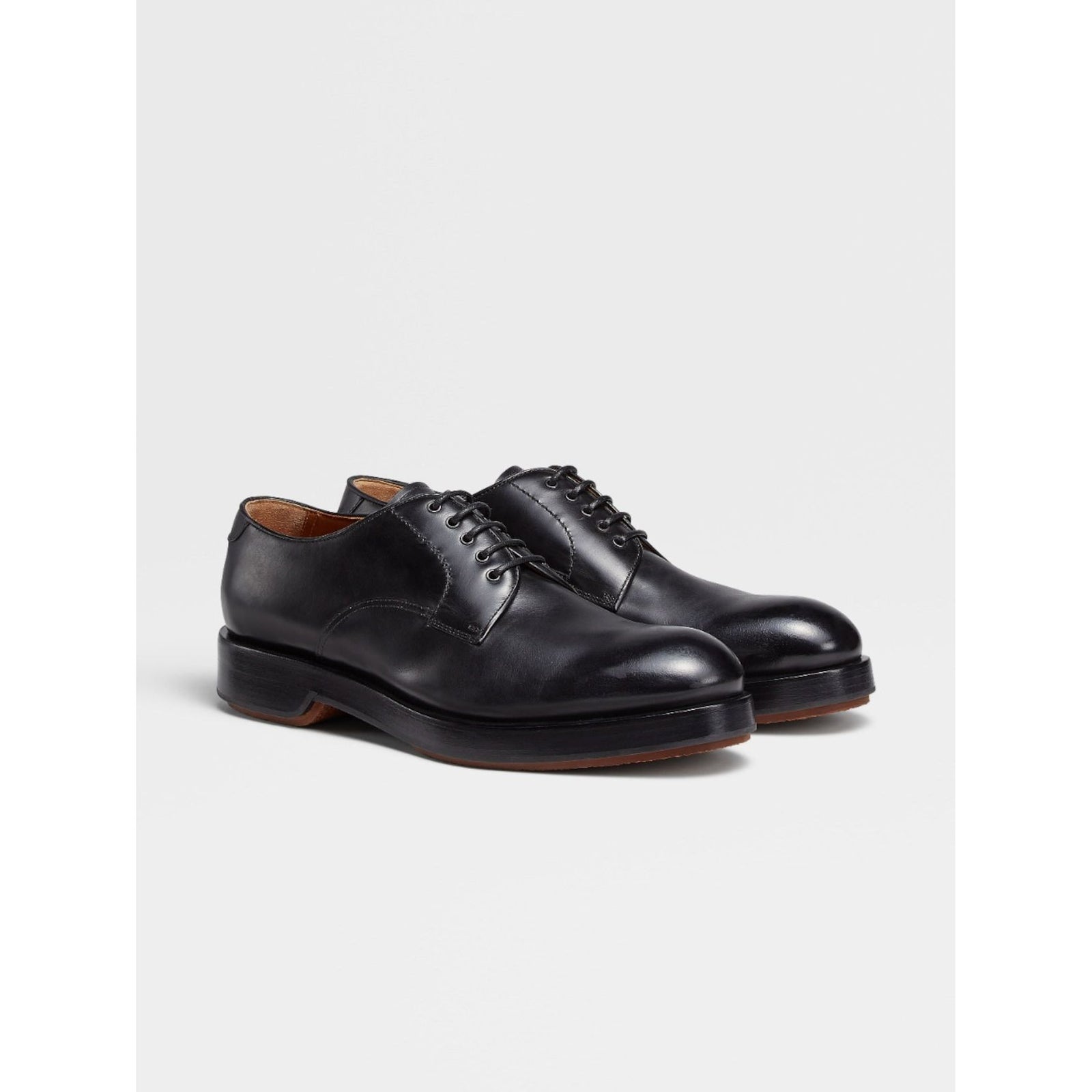 ZEGNA Black Hand-buffed Leather Udine Derby