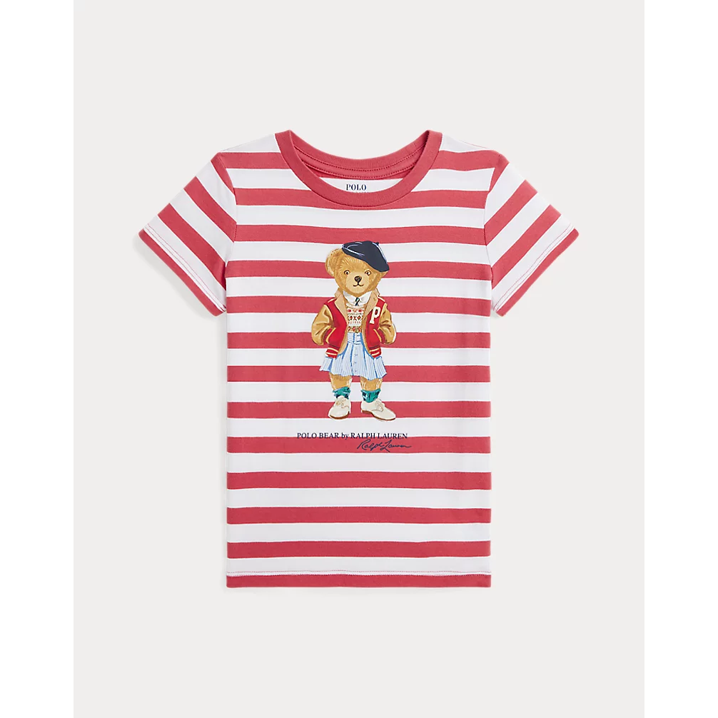 POLO RALPH LAUREN STRIPED POLO BEAR COTTON JERSEY TEE