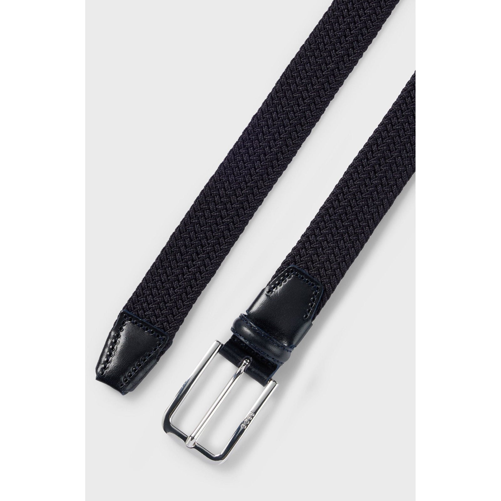 BOSS WOVEN BELT WITH LEATHER FACINGS