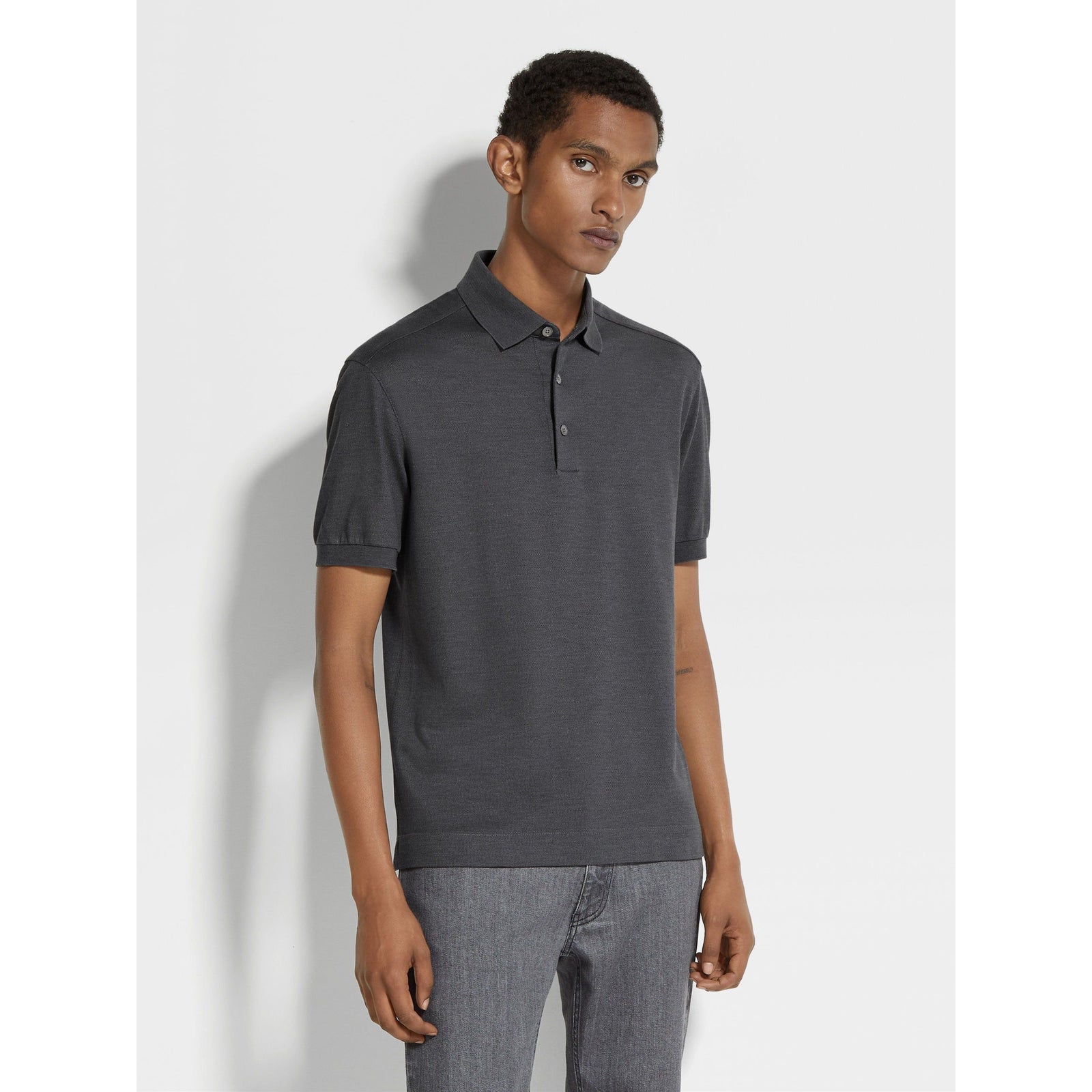 ZEGNA COTTON AND SILK POLO SHIRT