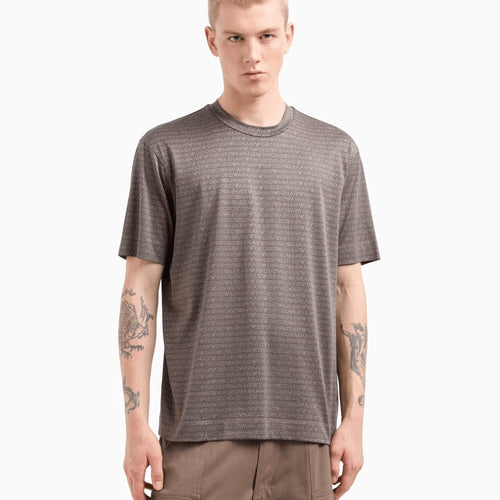 Load image into Gallery viewer, EMPORIO ARMANI Jersey T-shirt with all-over jacquard lettering
