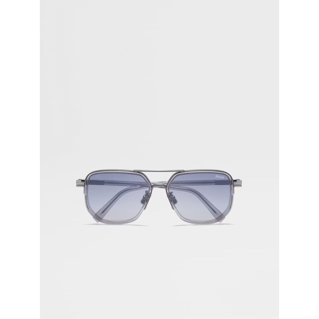 ZEGNA DARK RUTHENIUM ACETATE AND METAL SUNGLASSES